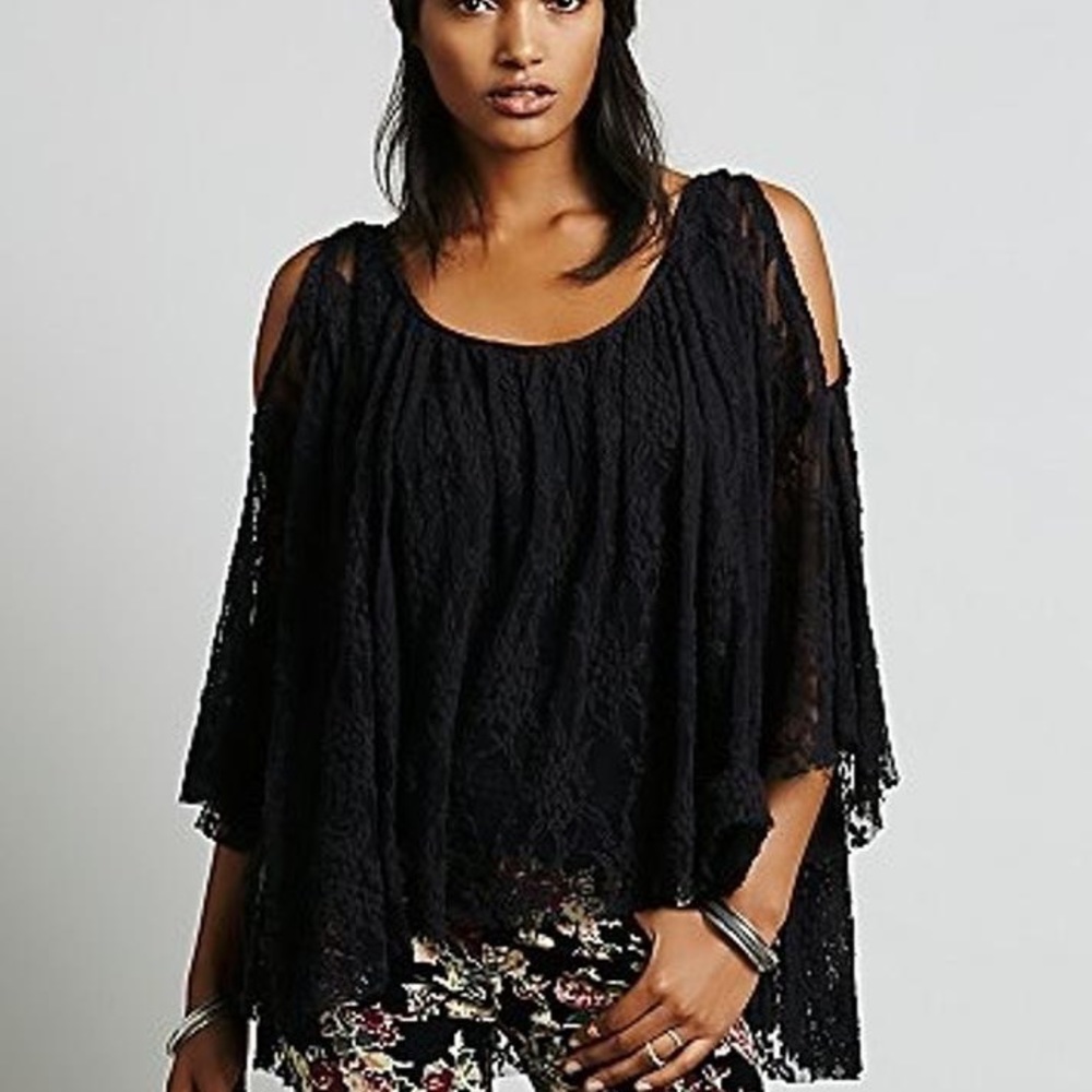 Free People Lost in Austin Lace Cold Shoulder Top